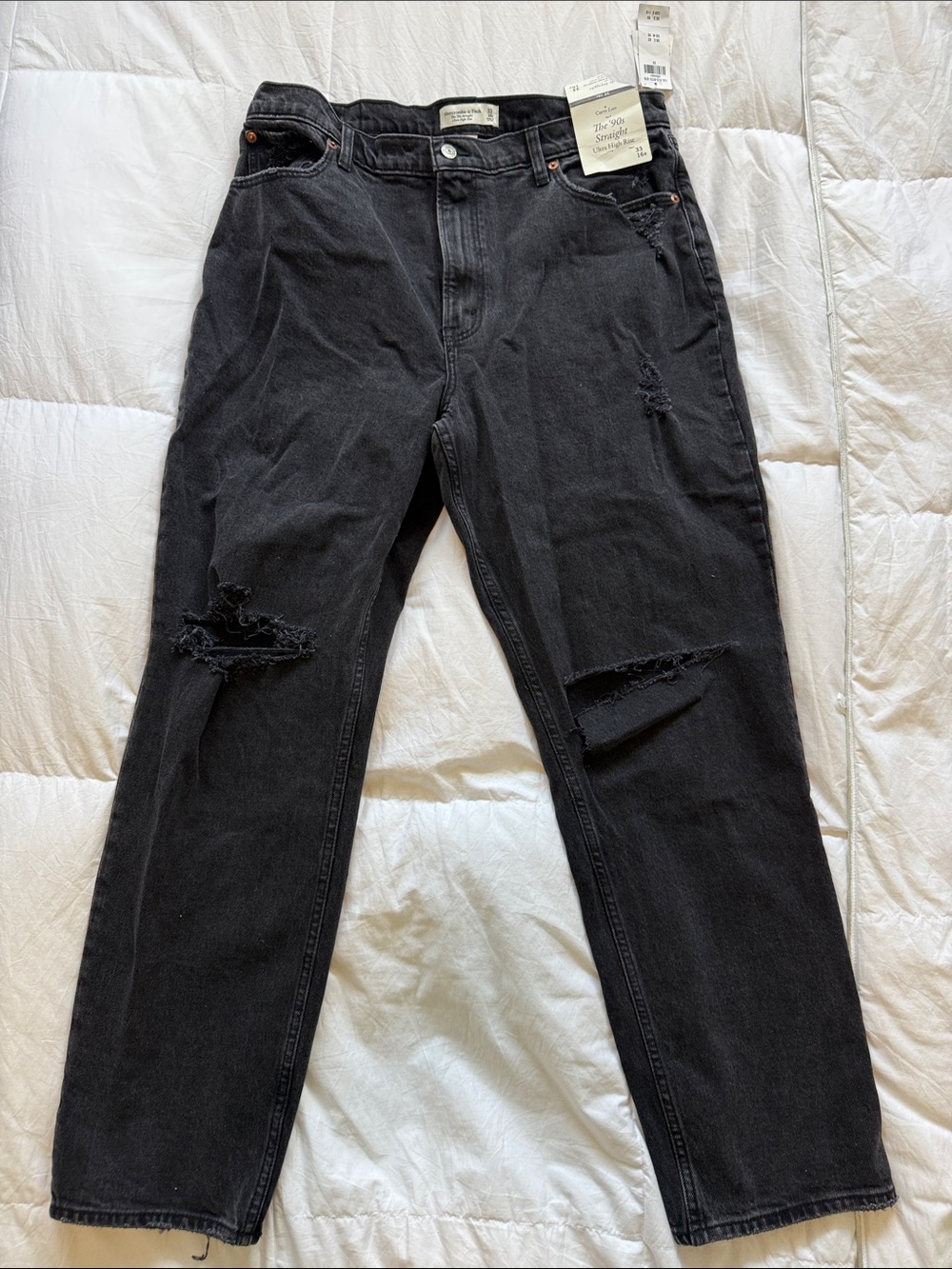 Abercrombie & Fitch Black High-Rise Distressed Jeans